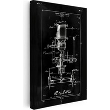 Kanvas Tablo Mikroskop Mekanizması Patent Çizimi Teknik Vintage Tablo Ev Ofis Duvar Dekoru