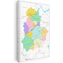 Kanvas Tablo Çorum Mülki Idare Sınırları Harita Tablosu Ev Ofis Duvar Dekoru