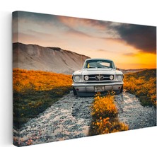 Kanvas Tablo 1966 Ford Mustang Klasik Kasa Doğa Manzarası Ford Tablosu Ev Ofis Duvar Dekoru