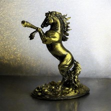 EBG3D Gold Eskitme Şaha Kalkan At Biblo – Dekoratif Masaüstü At Heykeli
