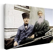 Kanvas Tablo Atatürk ve Şeyh Sünusi Atatürk Tablosu Ev Ofis Duvar Dekoru