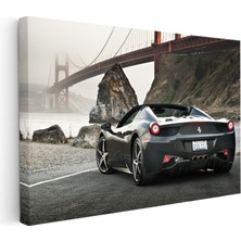 Kanvas Tablo Ferrari 458 Spider Köprü Manzarası Ferrari Tablosu Ev Ofis Duvar Dekoru