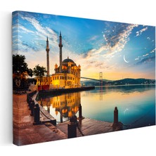 Kanvas Tablo Ortaköy Camii ve Köprü Şehir Mimari Tablo Ev Ofis Duvar Dekoru