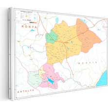 Kanvas Tablo Karaman Siyasi Sınır Harita Tablosu Ev Ofis Duvar Dekoru