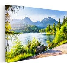 Kanvas Tablo Güneşli Göl Kenarı ve Patika Manzara Tablosu Ev Ofis Duvar Dekoru