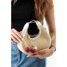 Legend Aksesuar Kadın Perry Model Hasır El ve Omuz Çantası Charm Hediyeli