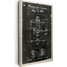 Kanvas Tablo Fotoğraf Makinesi Patent Çizimi Teknik Vintage Tablo Ev Ofis Duvar Dekoru