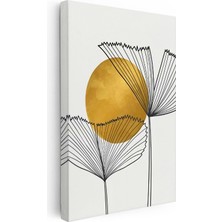 Kanvas Tablo Çizgisel Bitki ve Daire Minimalist Tablo Ev Ofis Duvar Dekoru
