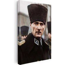 Kanvas Tablo Atatürk Resmi Üniforma Kalpaklı Bakış Atatürk Tablosu Ev Ofis Duvar Dekoru
