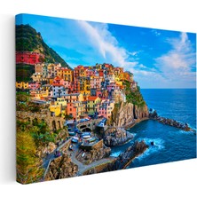Kanvas Tablo Italya Cinque Terre Sahil Kasabası Şehir Mimari Tablo Ev Ofis Duvar Dekoru