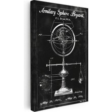 Kanvas Tablo Armillary Sphere Terazili Patent Teknik Vintage Tablo Ev Ofis Duvar Dekoru