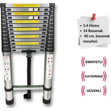 Endokon 540 Cm. - 14 Basamaklı Teleskopik Alüminyum Merdiven - I Tipi Uzayan Merdiven