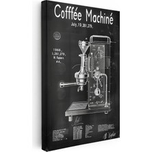 Kanvas Tablo Espresso Kahve Makinesi Patent Çizimi Teknik Vintage Tablo Ev Ofis Duvar Dekoru
