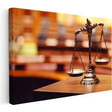 Kanvas Tablo Pirinç Adalet Terazisi Avukat Tablosu Ev Ofis Duvar Dekoru