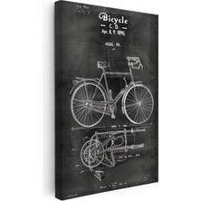 Kanvas Tablo Bisiklet Patent Çizimi Teknik Detaylı Vintage Tablo Ev Ofis Duvar Dekoru