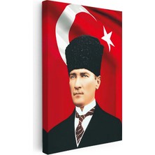 Kanvas Tablo Atatürk Kalpaklı Portre Atatürk Tablosu Ev Ofis Dekoru