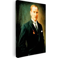 Kanvas Tablo Atatürk Madalyalı Duruş Atatürk Tablosu Ev Ofis Duvar Dekoru