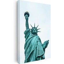 Kanvas Tablo Özgürlük Heykeli Meşale ve Kitap Şehir Mimari Tablo Ev Ofis Duvar Dekoru