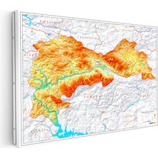 Kanvas Tablo Erzincan Coğrafi Yapı Harita Tablosu Ev Ofis Duvar Dekoru