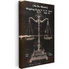 Kanvas Tablo Denge Terazisi Patent Çizimi Teknik Vintage Tablo Duvar Dekoru