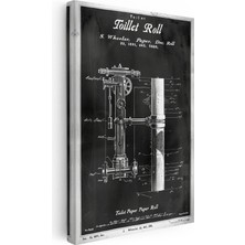 Kanvas Tablo Tuvalet Kağıdı Mekanizması Patent Teknik Vintage Tablo Ev Ofis Duvar Dekoru