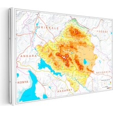 Kanvas Tablo Kırşehir Coğrafi Yapı Harita Tablosu Ev Ofis Duvar Dekoru