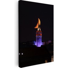 Kanvas Tablo Galata Kulesi Tepesinde Hilal Şehir Mimari Tablo Ev Ofis Duvar Dekoru