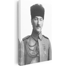 Kanvas Tablo Atatürk Kalpaklı Kordonlu Üniforma Atatürk Tablosu Ev Ofis Duvar Dekoru