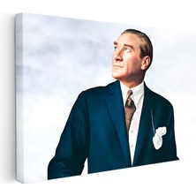 Kanvas Tablo Atatürk Bulutlu Fon Portre Atatürk Tablosu Ev Ofis Duvar Dekoru