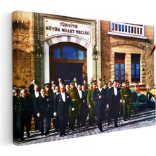 Kanvas Tablo Atatürk ve Heyet Meclis Çıkışı Atatürk Tablosu Ev Ofis Duvar Dekoru