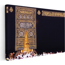 Kanvas Tablo Kabe Kapısı ve Işlemeli Örtü Dini Islami Tablo Ev Ofis Duvar Dekoru
