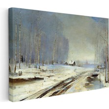 Kanvas Tablo Alexei Savrasov Kış Manzarası Karla Kaplı Yol Ressam Tablosu Ev Ofis Dekoru