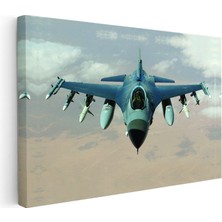 Kanvas Tablo Tam Cepheden Savaş Uçağı Askeri Jet Tablosu Ev Ofis Duvar Dekoru