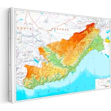 Kanvas Tablo Mersin Topografik Çizim Harita Tablosu Ev Ofis Duvar Dekoru