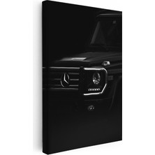Kanvas Tablo Siyah Mercedes G Serisi Ön Far ve Izgara Mercedes Tablosu Ev Ofis Duvar Dekoru