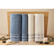 Özdilek Sculpted Koyu Mavi-Krem Best Set (Hamam Takımı)