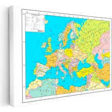 Kanvas Tablo Avrupa Devlet Sınırları Harita Tablosu Ev Ofis Duvar Dekoru