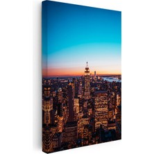 Kanvas Tablo New York Empire State Gece Manzarası Şehir Mimari Tablo Ev Ofis Duvar Dekoru