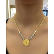 Nati Co Zarif Taş Detaylı Altın Renk Para Kolye