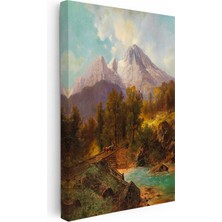 Kanvas Tablo Andreas Achenbach Dağlık Manzara Köprülü Dere Ressam Tablosu Ev Ofis Dekoru