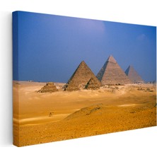 Kanvas Tablo Büyük Giza Piramitleri ve Çöl Manzarası Şehir Mimari Tablo Ev Ofis Duvar Dekoru