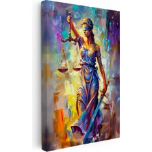 Kanvas Tablo Boya Efektli Adalet Tanrıçası Adalet Tablosu Ev Ofis Duvar Dekoru