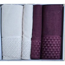 Özdilek Adrıa Açık Bej Mürdüm-Mürdüm Best Set (Hamam Takımı)