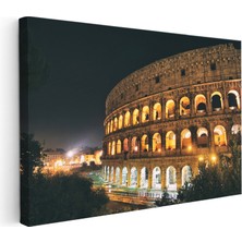 Kanvas Tablo Roma Kolezyum Gece Aydınlatması Şehir Mimari Tablo Ev Ofis Duvar Dekoru