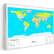 Kanvas Tablo Dünya Ülkeler Atlası Harita Tablosu Ev Ofis Duvar Dekoru