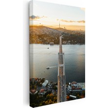 Kanvas Tablo Istanbul Boğaz Köprüsü ve Trafik Akışı Şehir Mimari Tablo Ev Ofis Duvar Dekoru