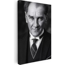 Kanvas Tablo Atatürk Çizgili Kravat Klasik Giyim Atatürk Tablosu Ev Ofis Duvar Dekoru