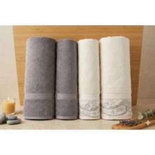 Özdilek Paısley Gümüş-Krem Gümüş Best Set (Hamam Takımı)