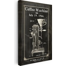 Kanvas Tablo Filtreli Kahve Makinesi Patent Teknik Vintage Tablo Ev Ofis Duvar Dekoru