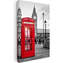Kanvas Tablo Londra Telefon Kulübesi ve Big Ben Şehir Mimari Tablo Ev Ofis Duvar Dekoru